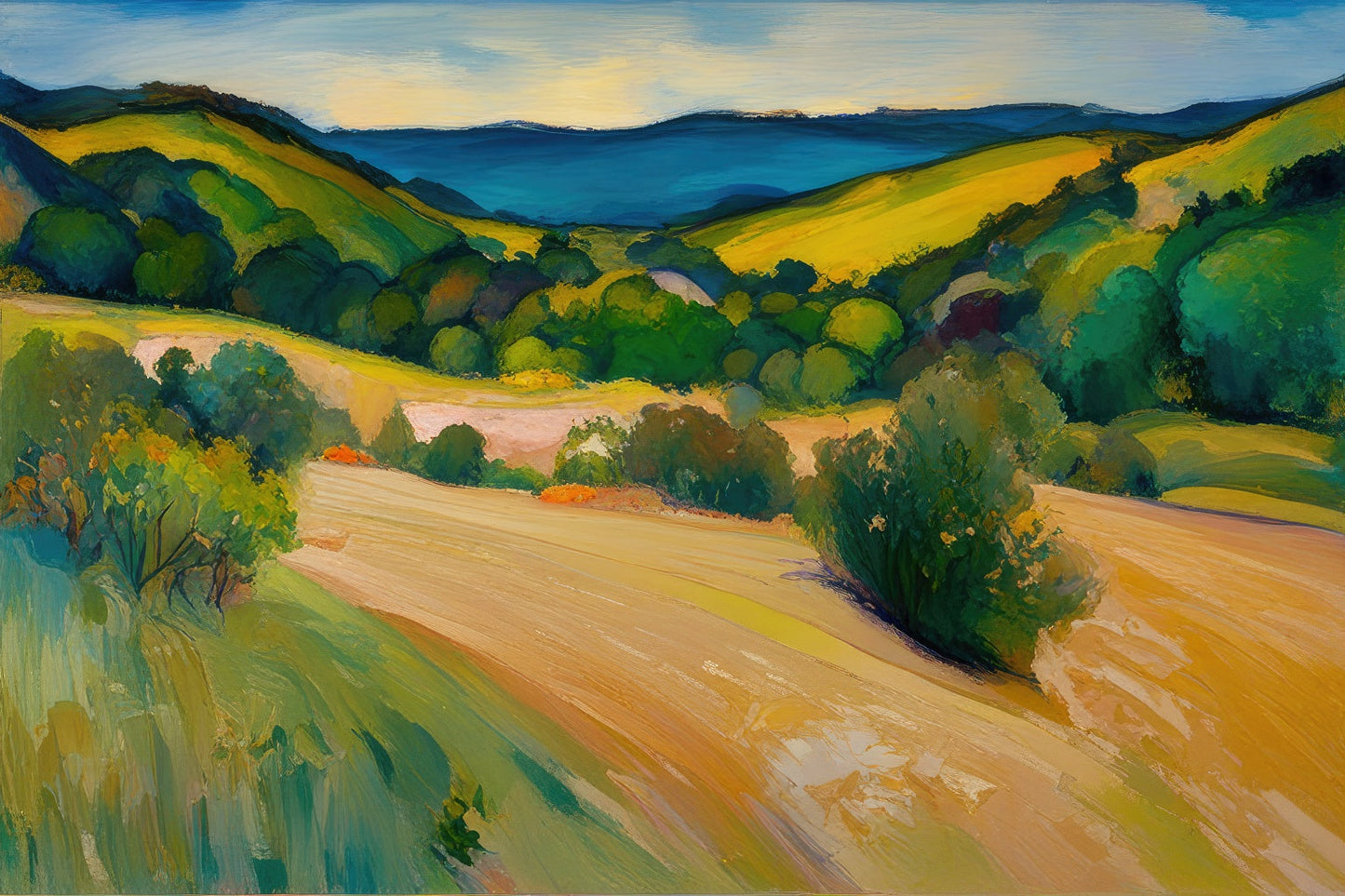 Sweeping Hills and Valleys Oil Painting Art Print