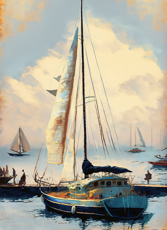 Sailboat in The Breeze Oil Painting Art Print