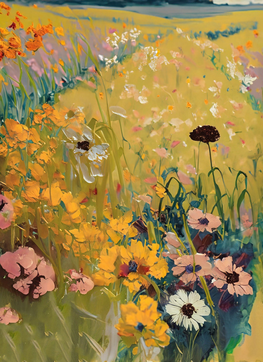 Field Full of Wildflowers Digital Painting IV Art Print