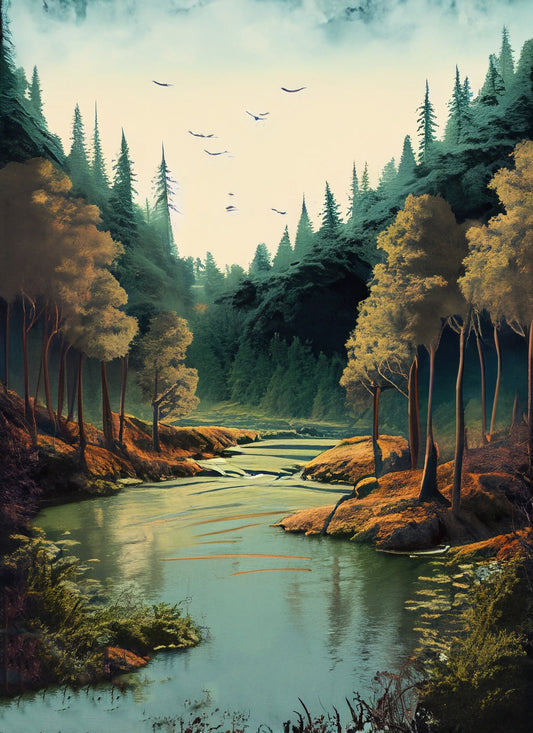 Western Washington Forest Scene Mixed Media Art Print