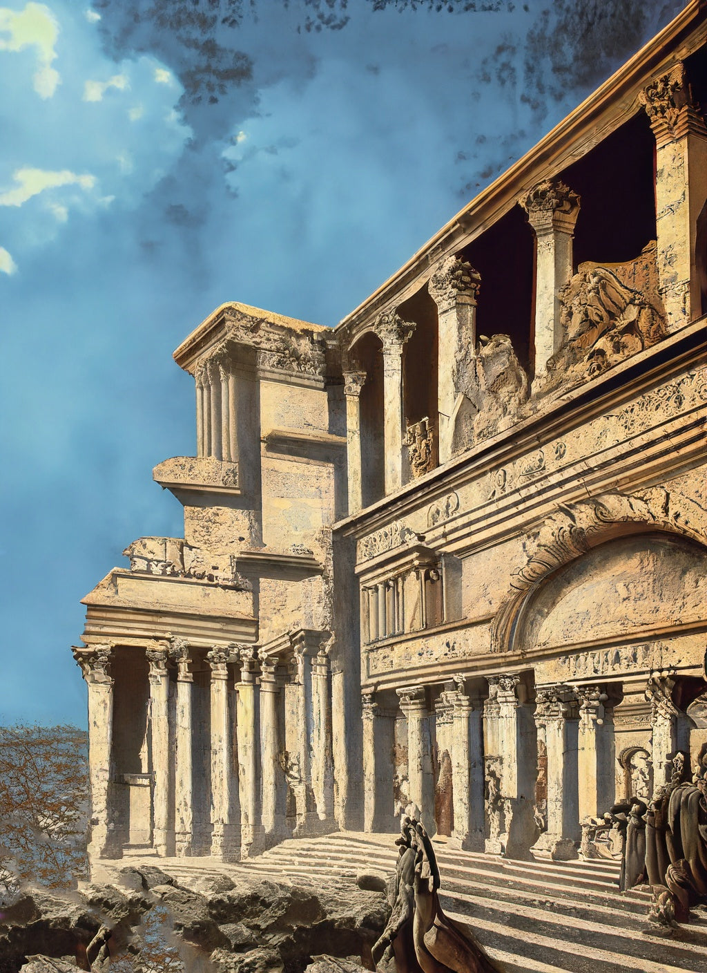 Greek Ruins Acrylic Painting II Art Print