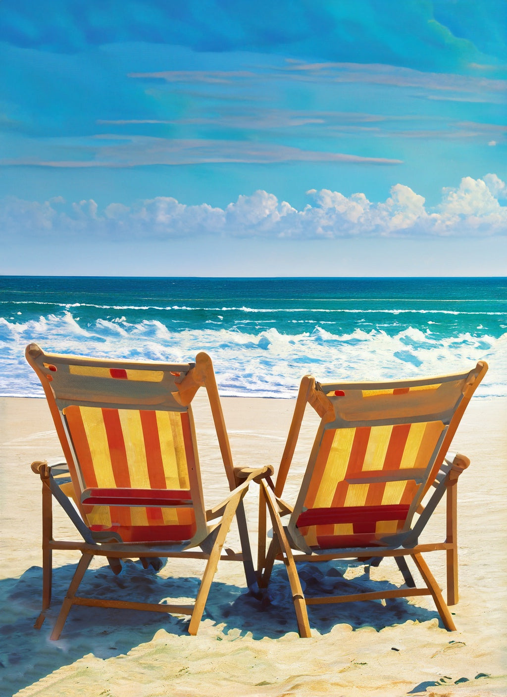 Two Chairs on The Beach Acrylic Painting Art Print