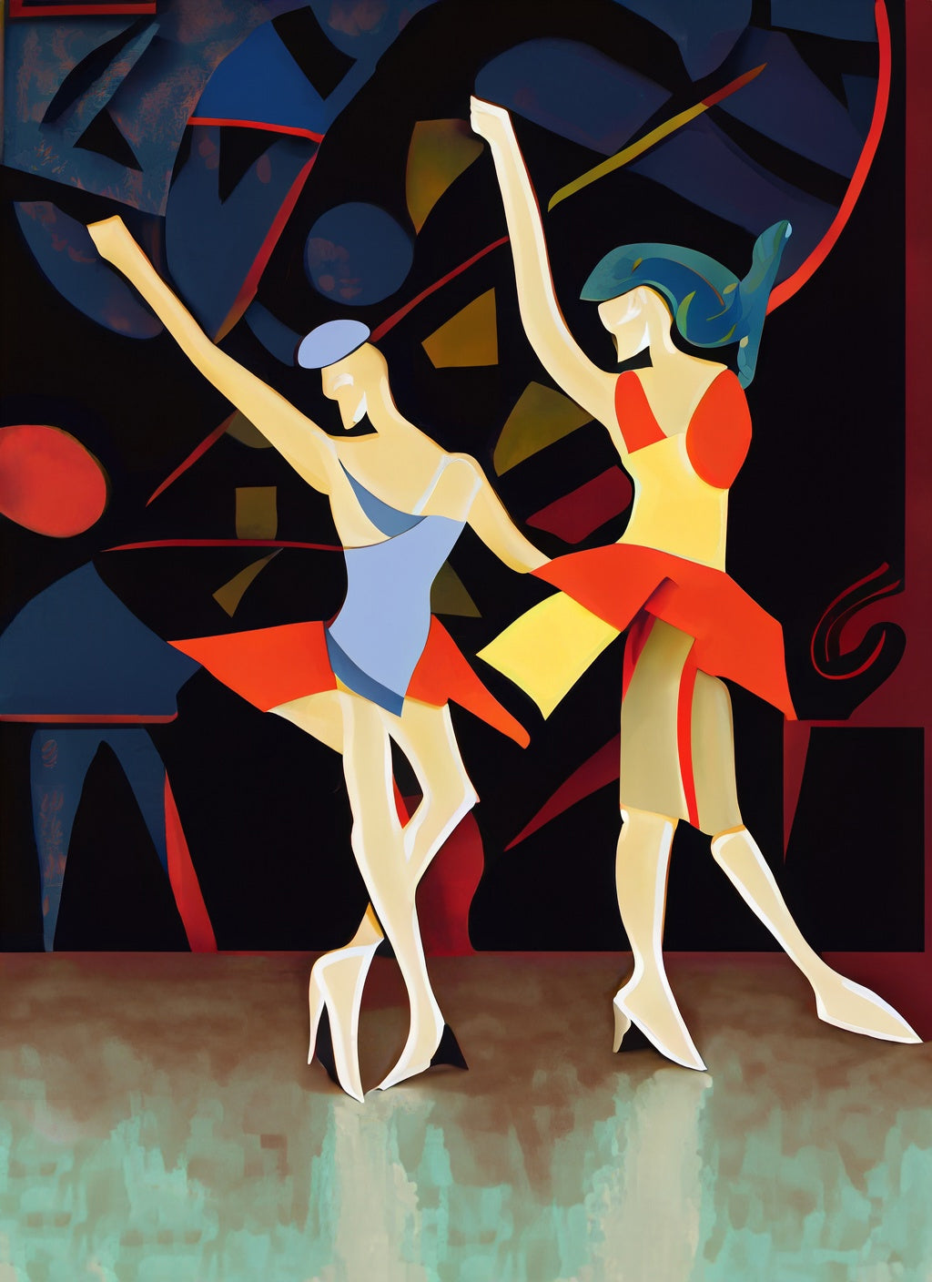 Cubist Ballet Dancers Digitial Illustration Art Print