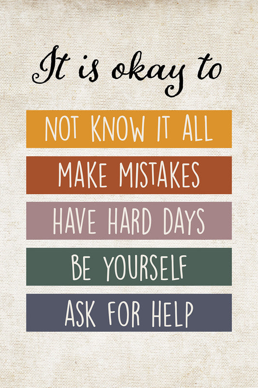It's Okay to Be Yourself Motivational Classroom Sign for Teachers