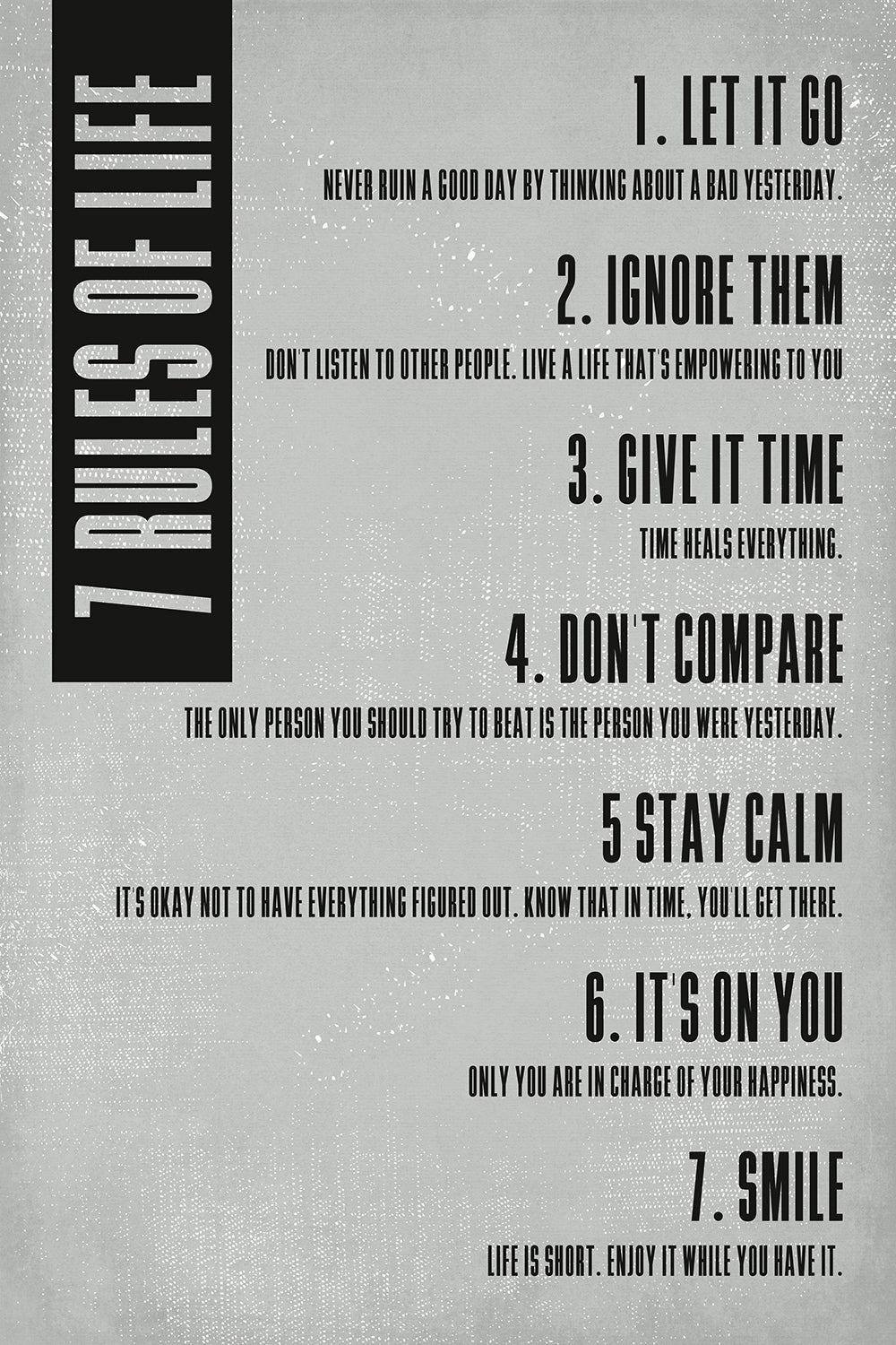 7 Rules of Life Motivational Wall Decor Art Print