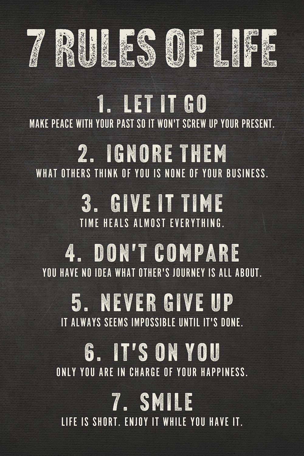 7 Rules of Life Art Print Motivational Wall Decor