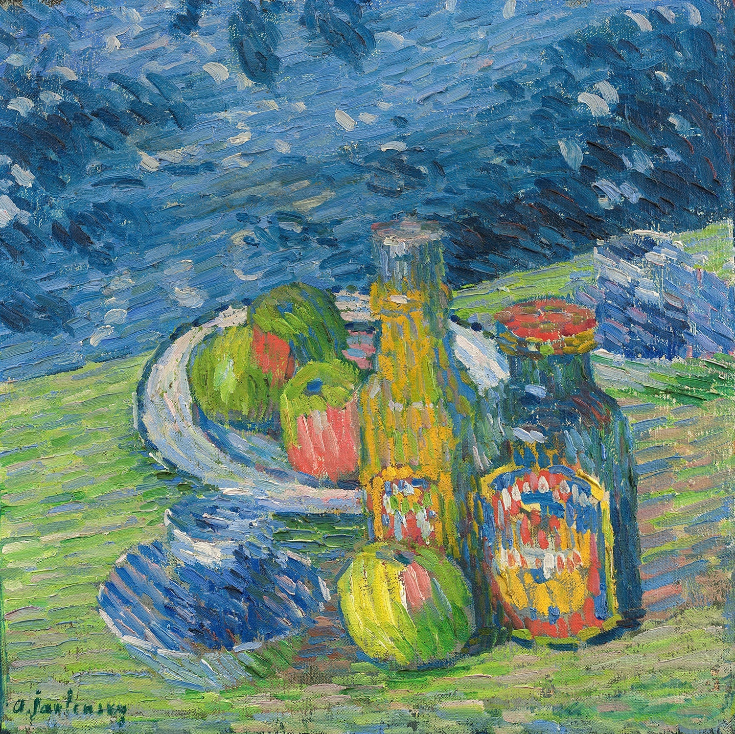 Still Life with Bottles and Fruit by Alexej von Jawlensky Art Print