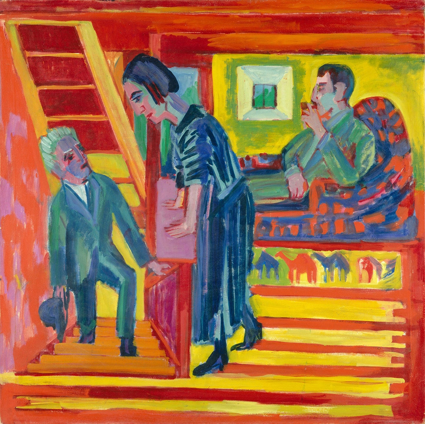 The Visit - Couple and Newcomer by Ernst Ludwig Kirchner Art Print