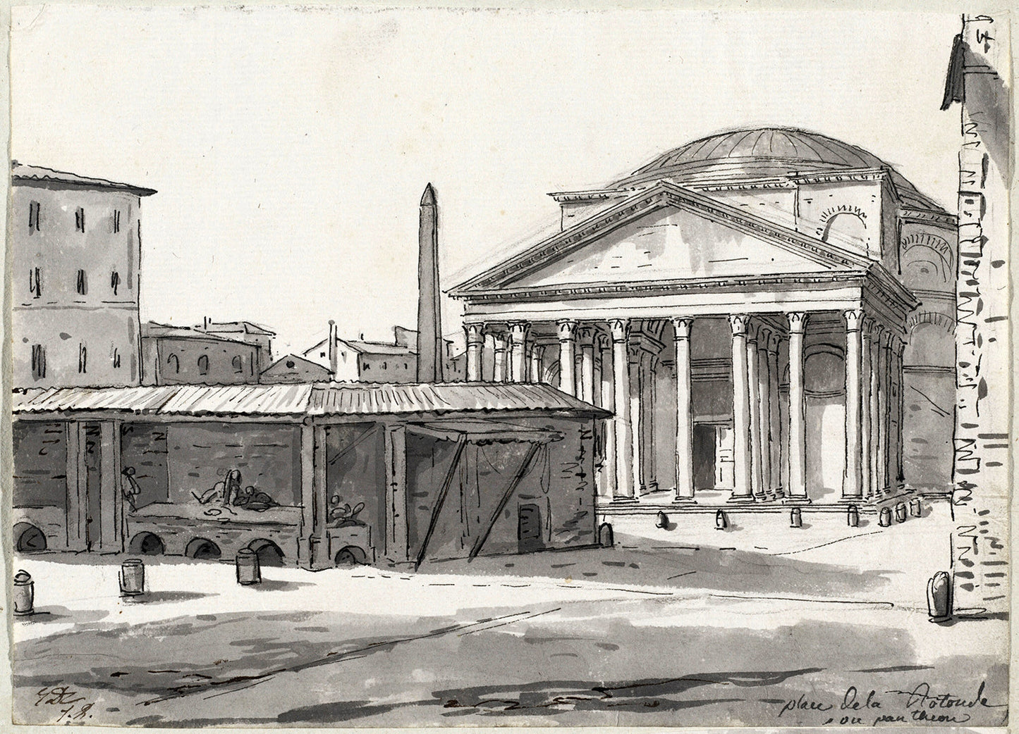 The Pantheon Seen from the Piazza by Jacques-Louis David Art Print
