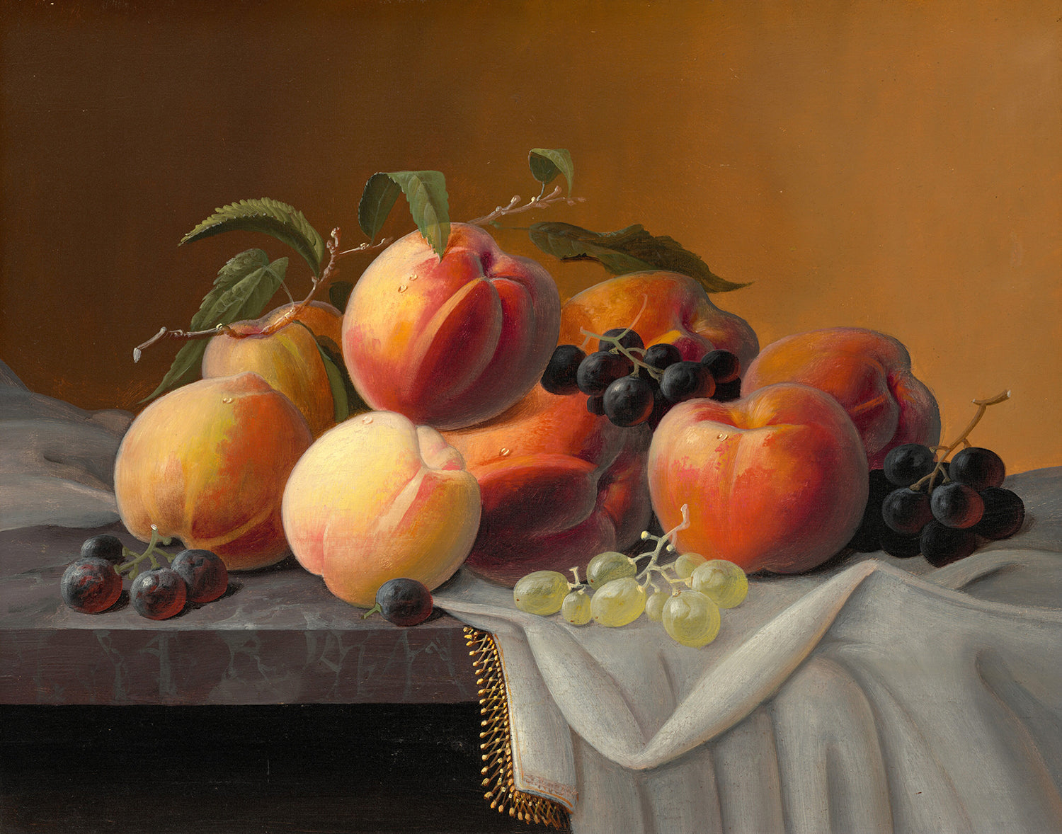 Peaches, Grapes, and Apples by Severin Roesen Art Print