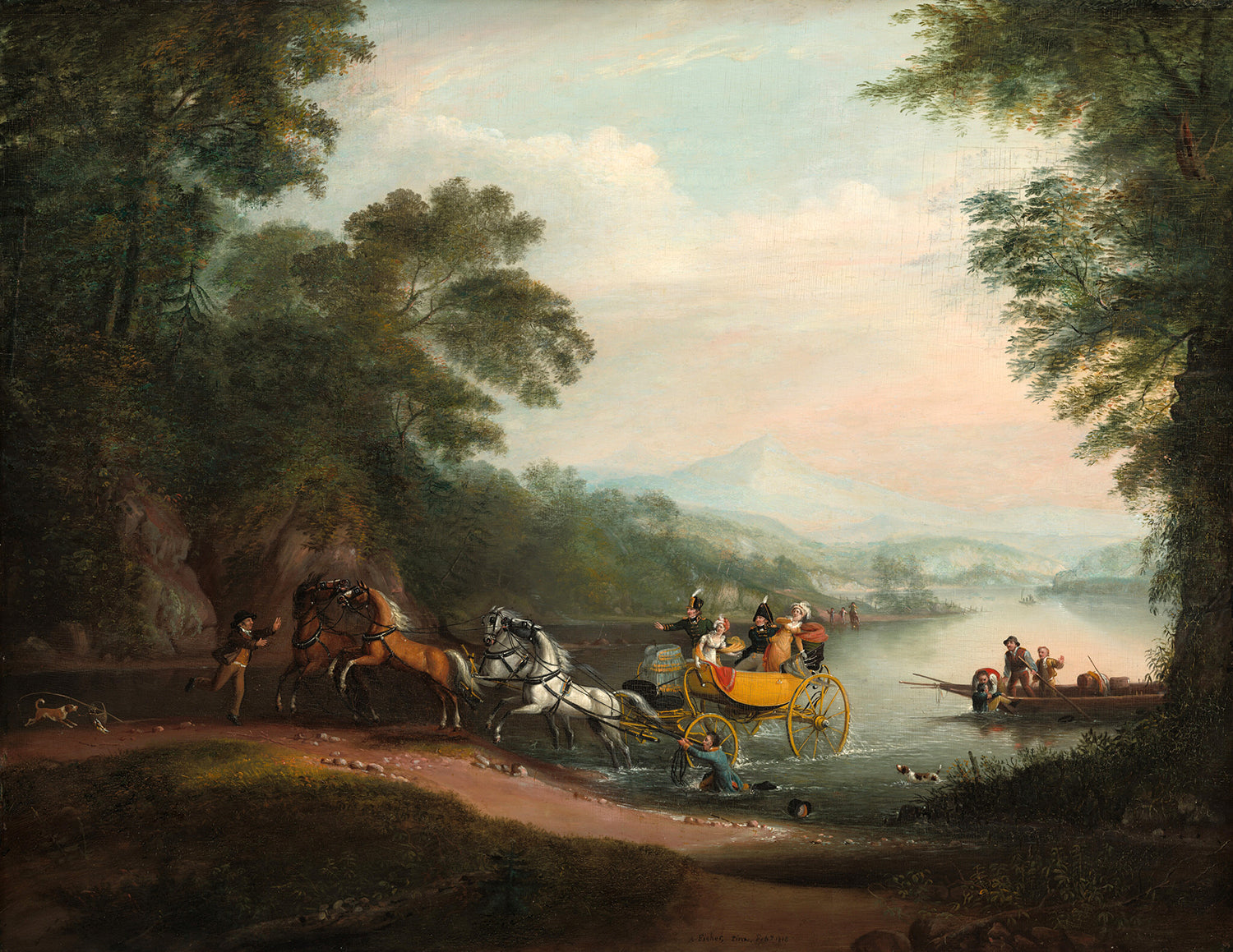 Mishap at the Ford by Alvan T. Fisher Art Print