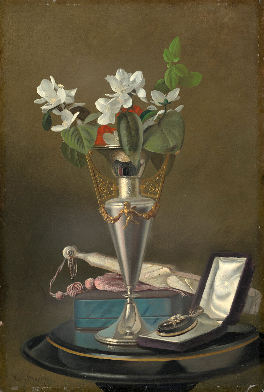 Still Life with Fan and Pendant by Samuel Marsden Brookes Art Print