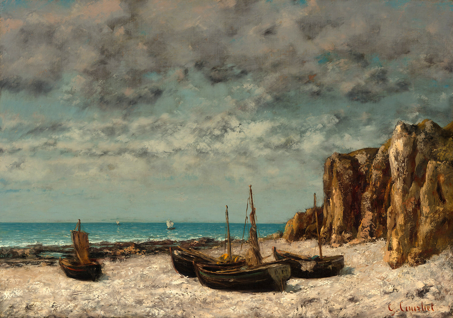 Boats on a Beach, Etretat by Gustave Courbet Art Print