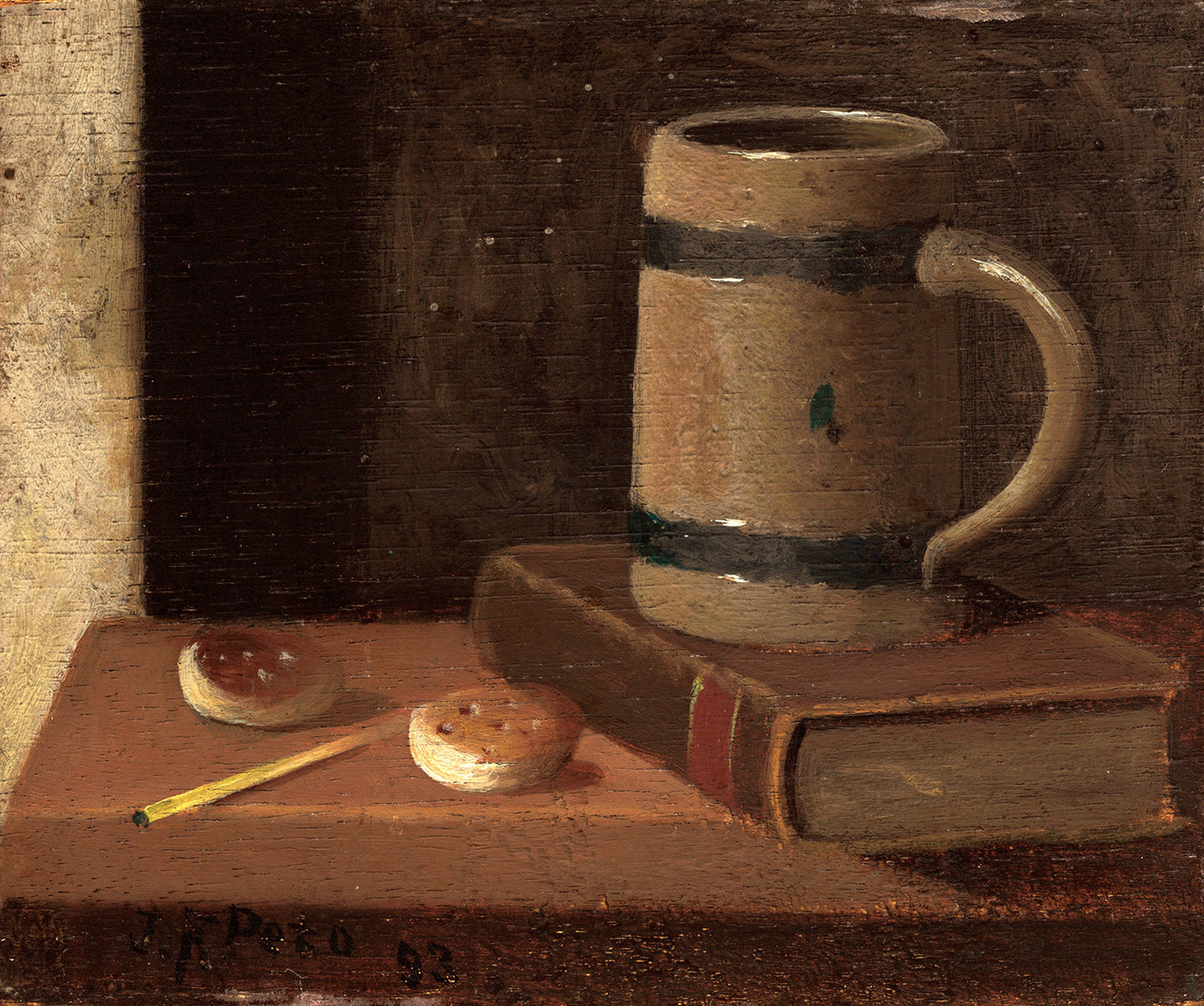 Mug, Book, Biscuits, and Match by John Frederick Peto Art Print