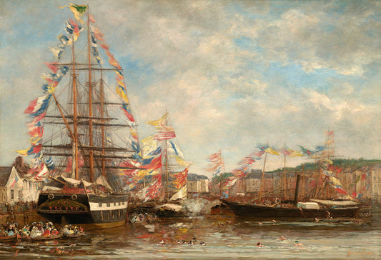 Festival in the Harbor of Honfleur by Eugene Boudin Art Print