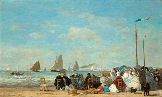 Beach Scene at Trouville by Eugene Boudin Art Print