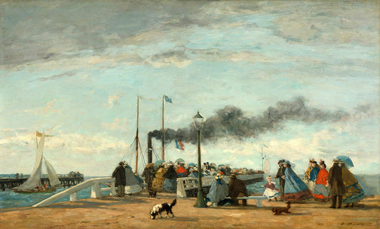 Jetty and Wharf at Trouville by Eugene Boudin Art Print