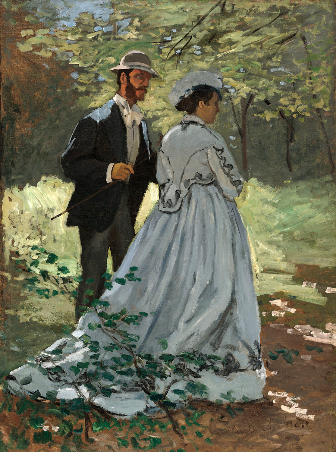 Bazille and Camille (Study for "Dejeuner sur l'Herbe") by Claude Monet Art Print