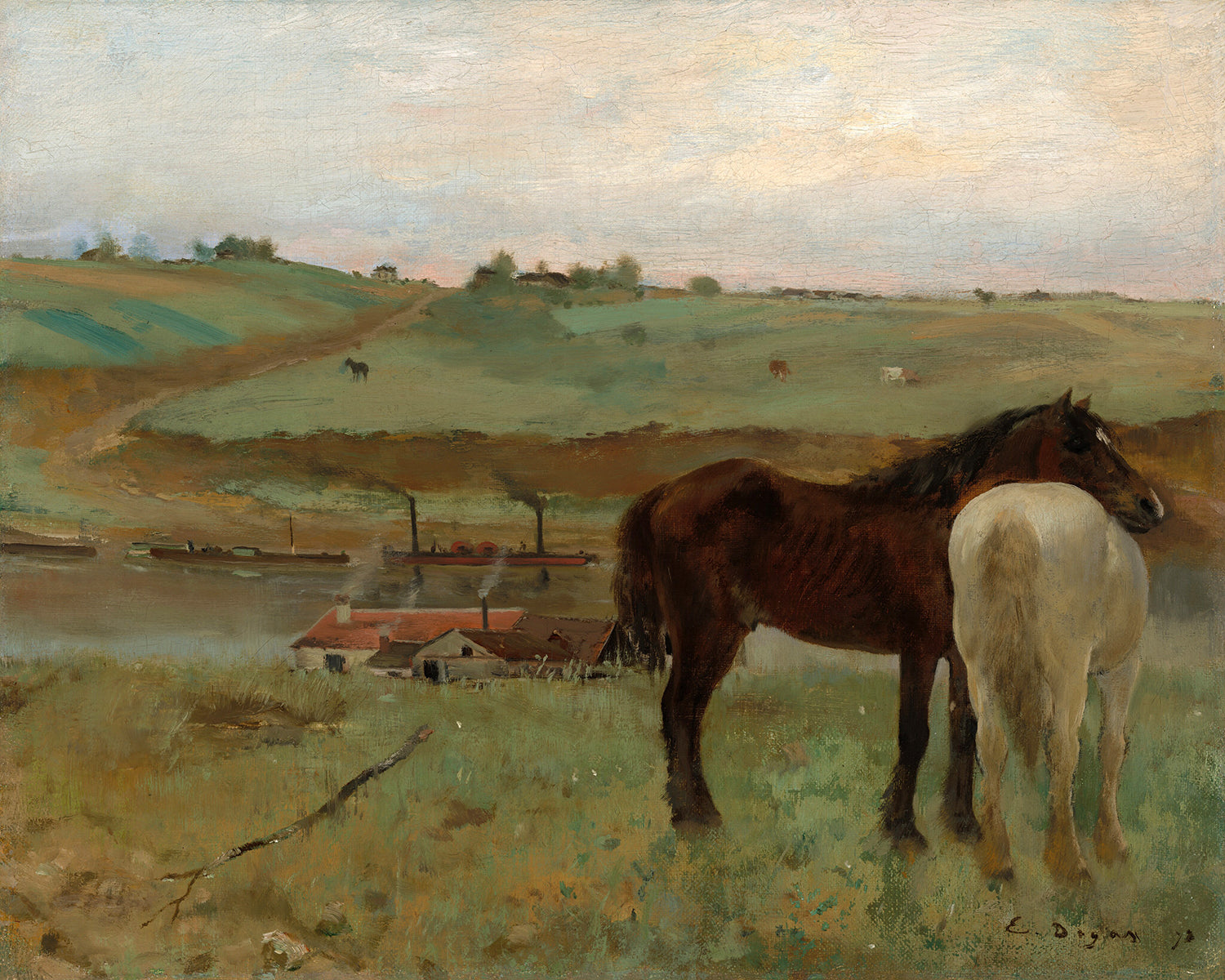 Horses in a Meadow by Edgar Degas Art Print