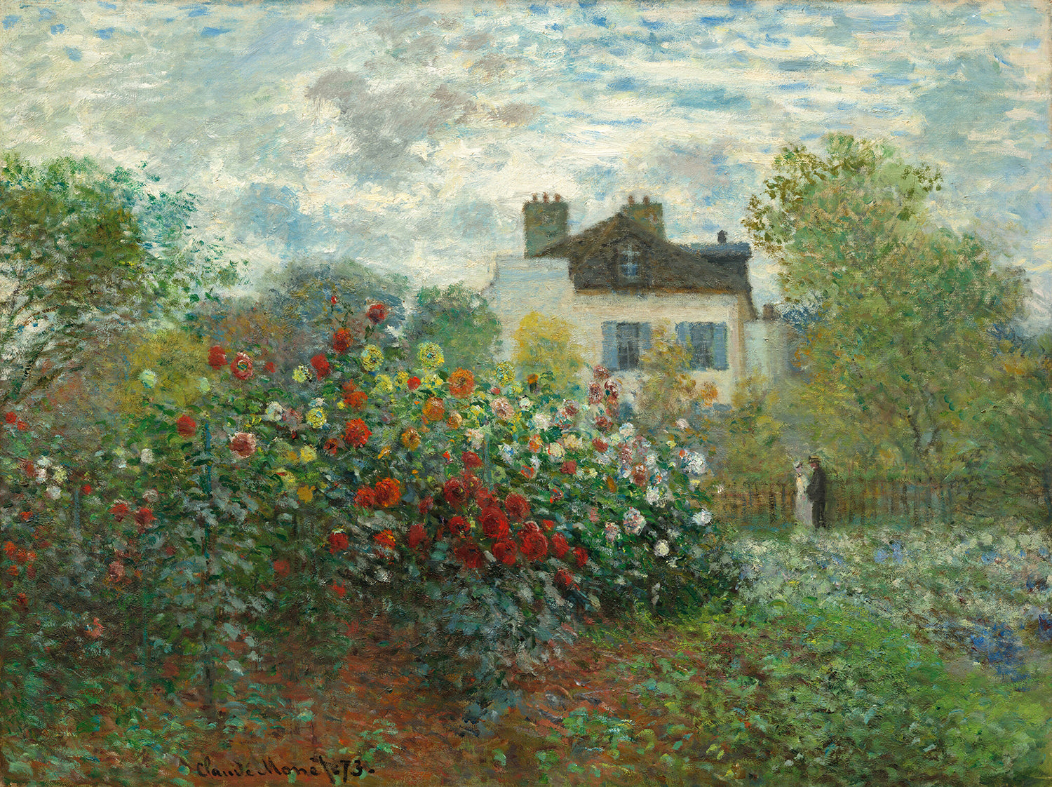 The Artist's Garden in Argenteuil (A Corner of the Garden with Dahlias) by Claude Monet Art Print