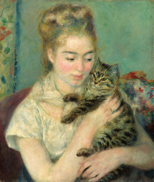 Woman with a Cat by Auguste Renoir Art Print