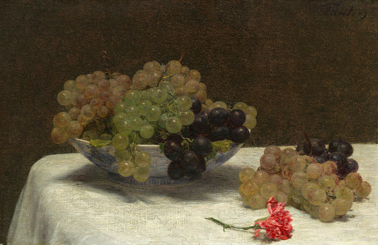 Still Life with Grapes and a Carnation by Henri Fantin-Latour Art Print