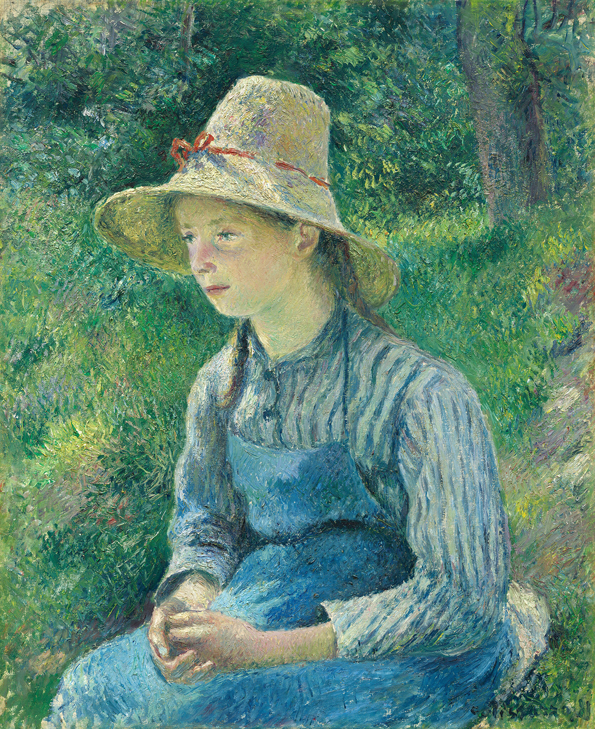 Peasant Girl with a Straw Hat by Camille Pissarro Art Print