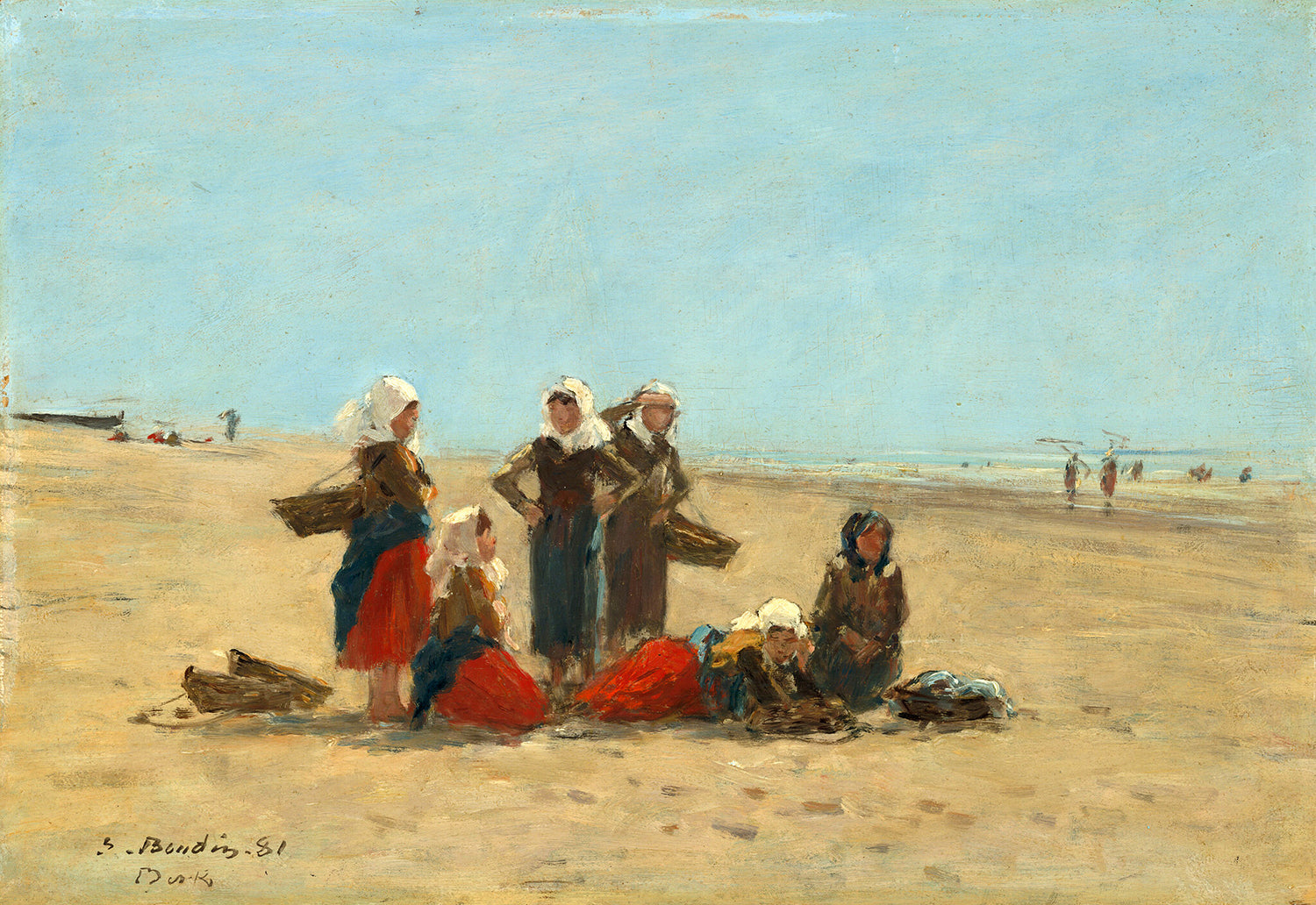 Women on the Beach at Berck by Eugene Boudin Art Print