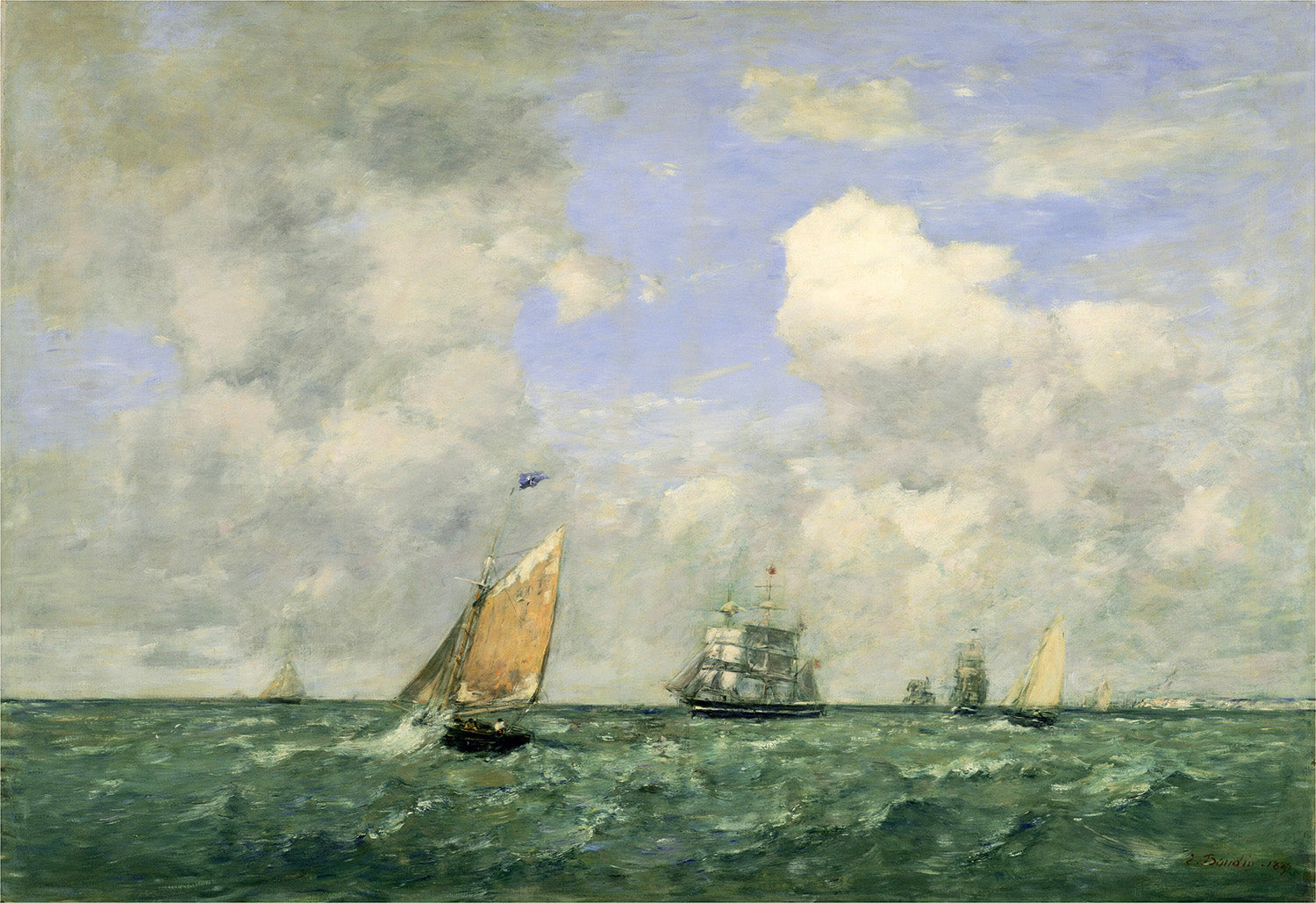 Ships and Sailing Boats Leaving Le Havre by Eugene Boudin Art Print
