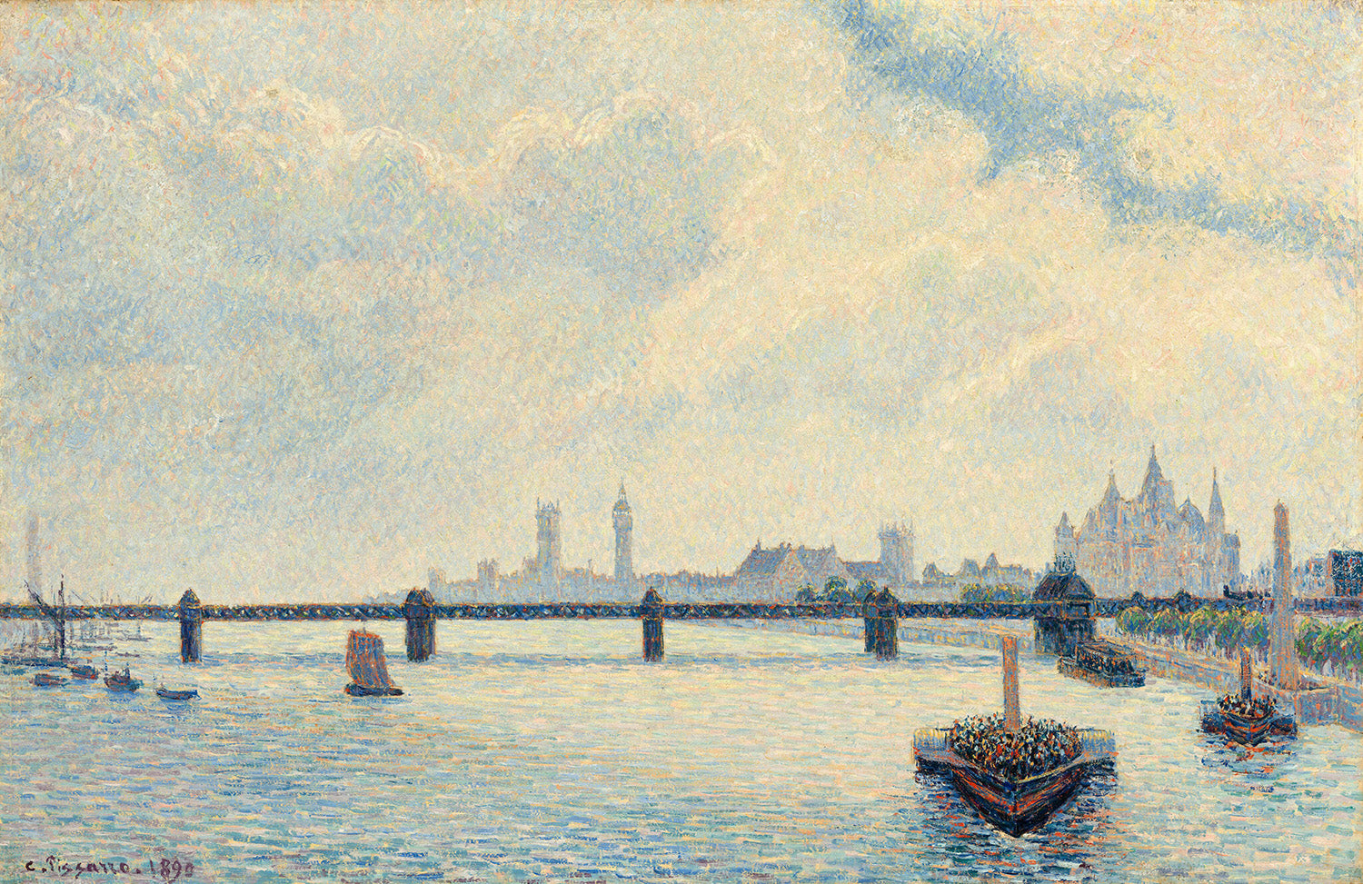 Charing Cross Bridge, London by Camille Pissarro Art Print
