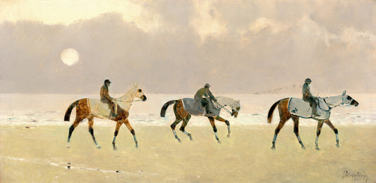 Riders on the Beach at Dieppe by Rene Pierre Charles Princeteau Art Print