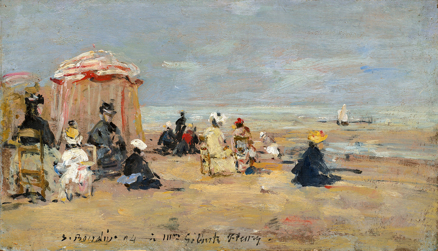 On the Beach by Eugene Boudin Art Print