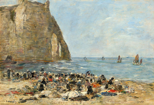 Washerwomen on the Beach of Etretat by Eugene Boudin Art Print