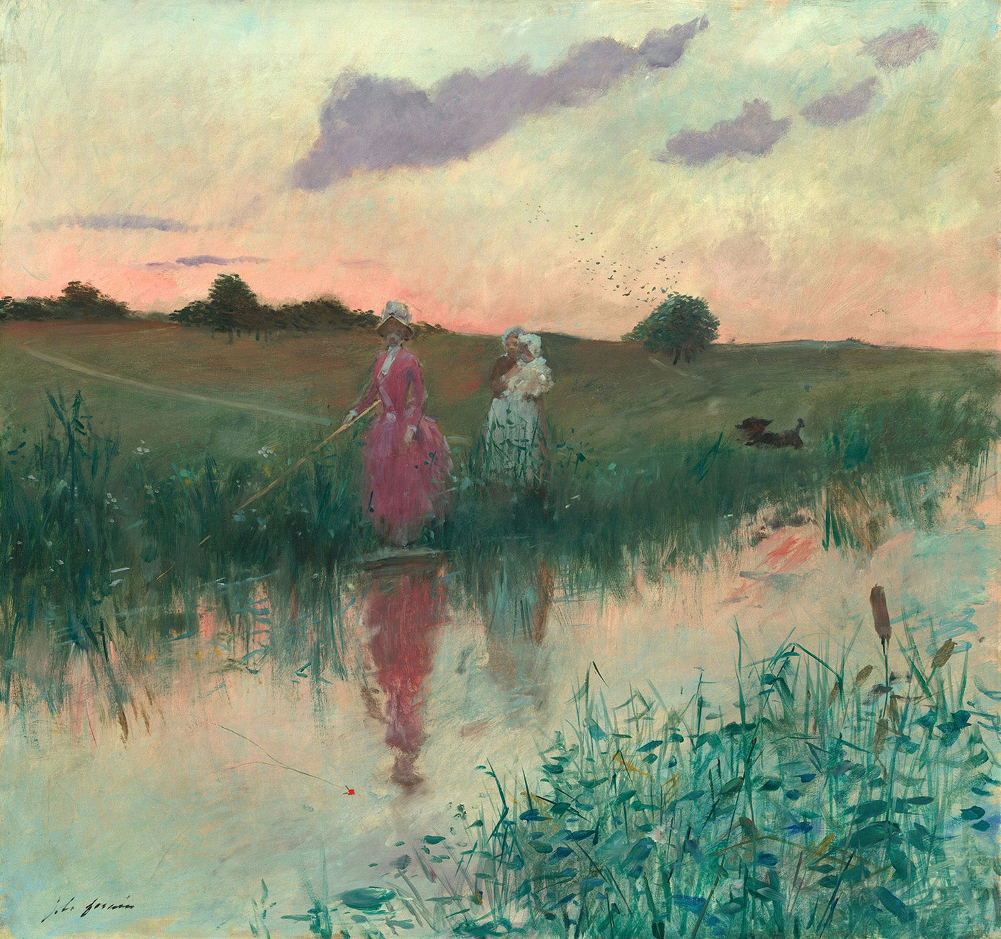 The Artist's Wife Fishing by Jean-Louis Forain Art Print