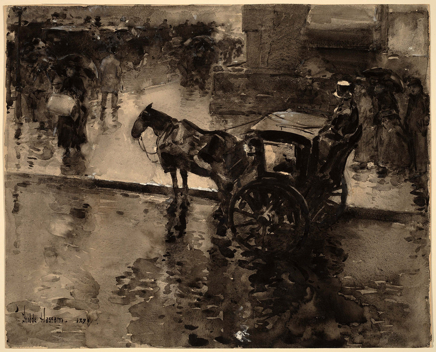The Up-Tide on the Avenue by Childe Hassam Art Print