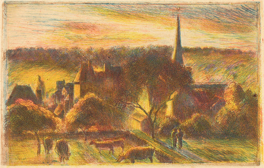 Eglise et ferme d'Eragny (A Church and Farm at Eragny) by Camille Pissarro Art Print
