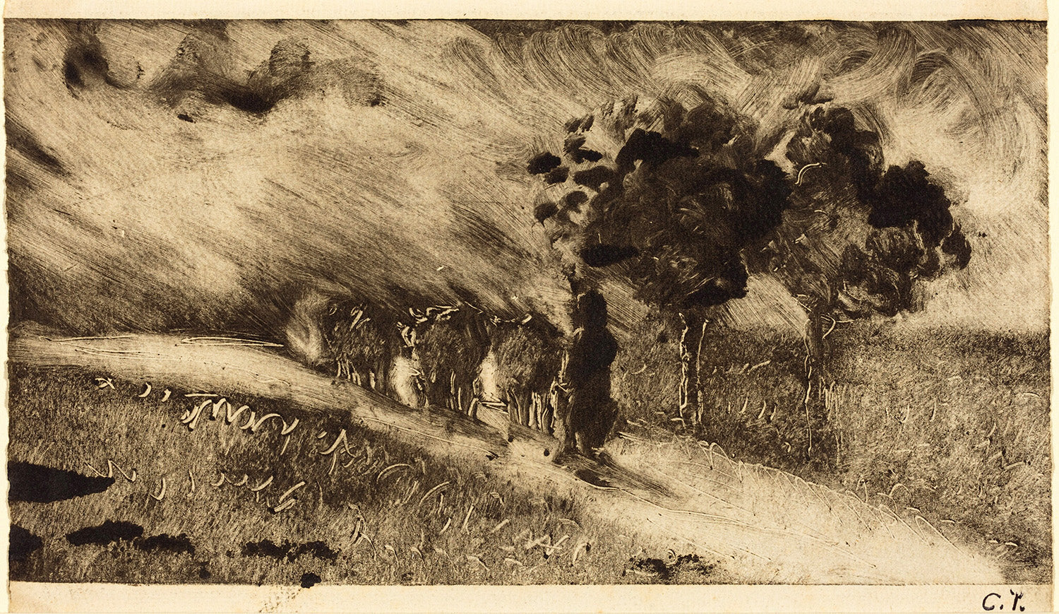 Herding the Cows at Dusk (Vachere le soir) by Camille Pissarro Art Print