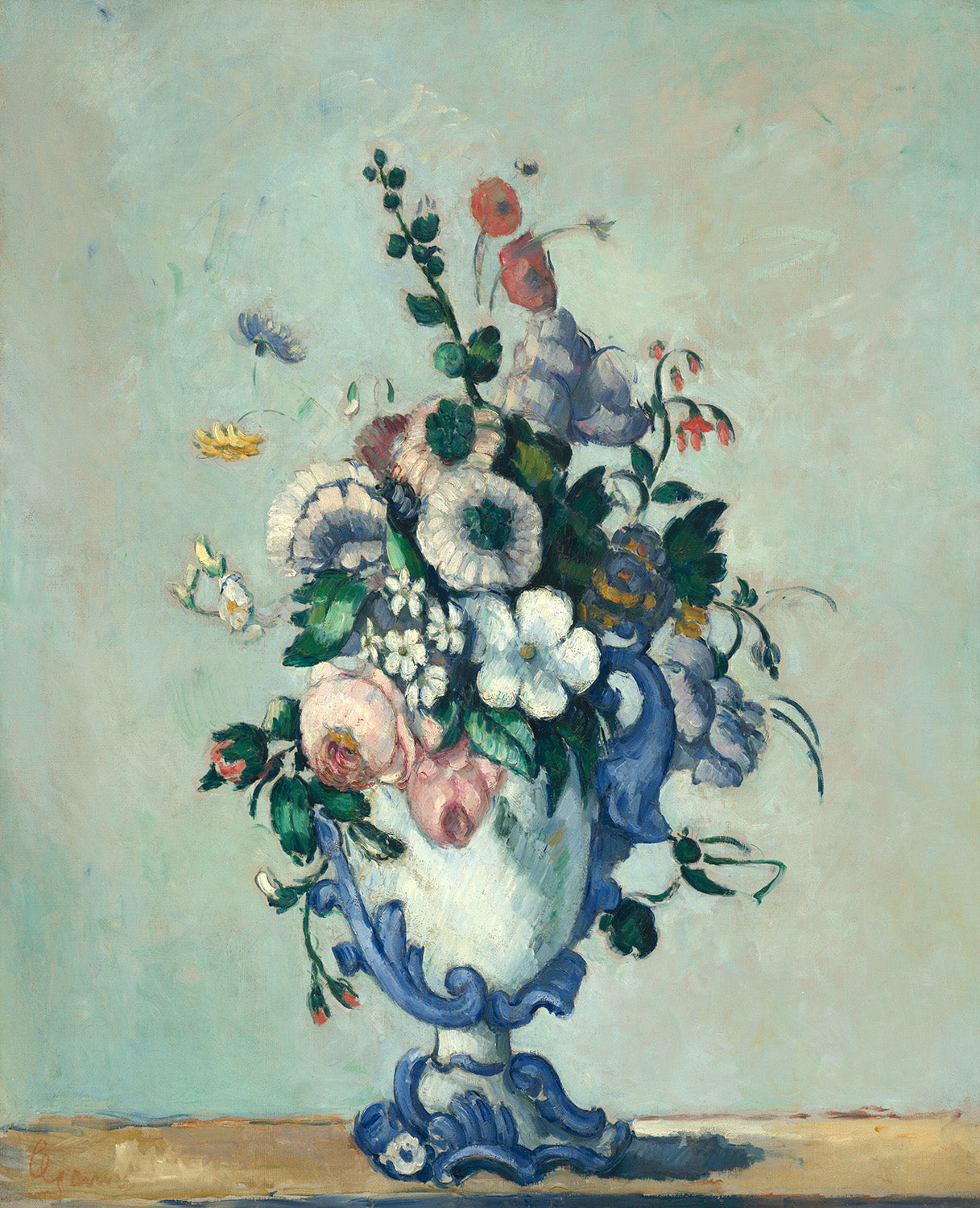 Flowers in a Rococo Vase by Paul Cezanne Art Print