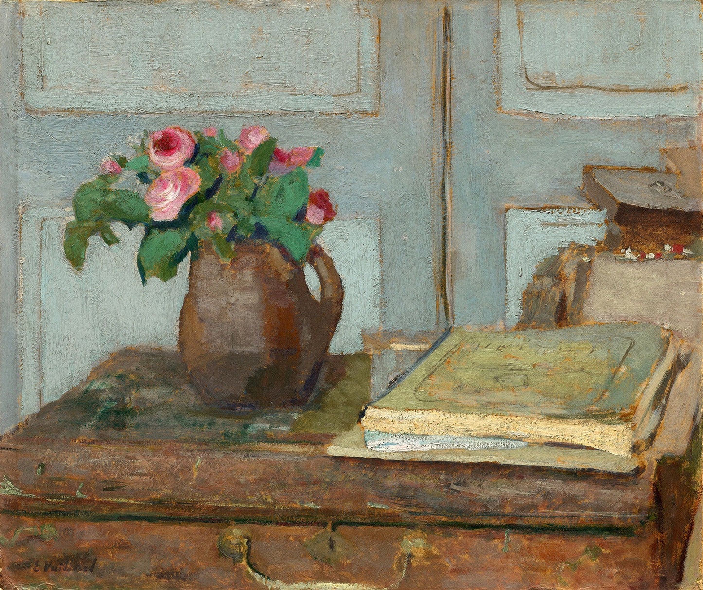 The Artist's Paint Box and Moss Roses by Edouard Vuillard Art Print