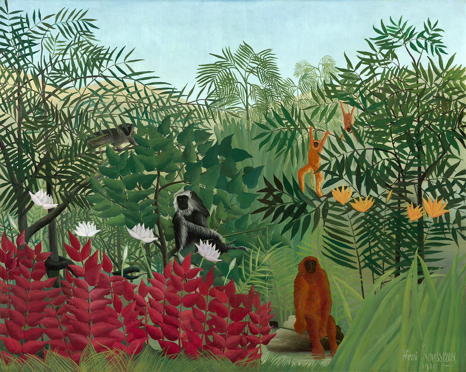 Tropical Forest with Monkeys by Henri Rousseau Art Print
