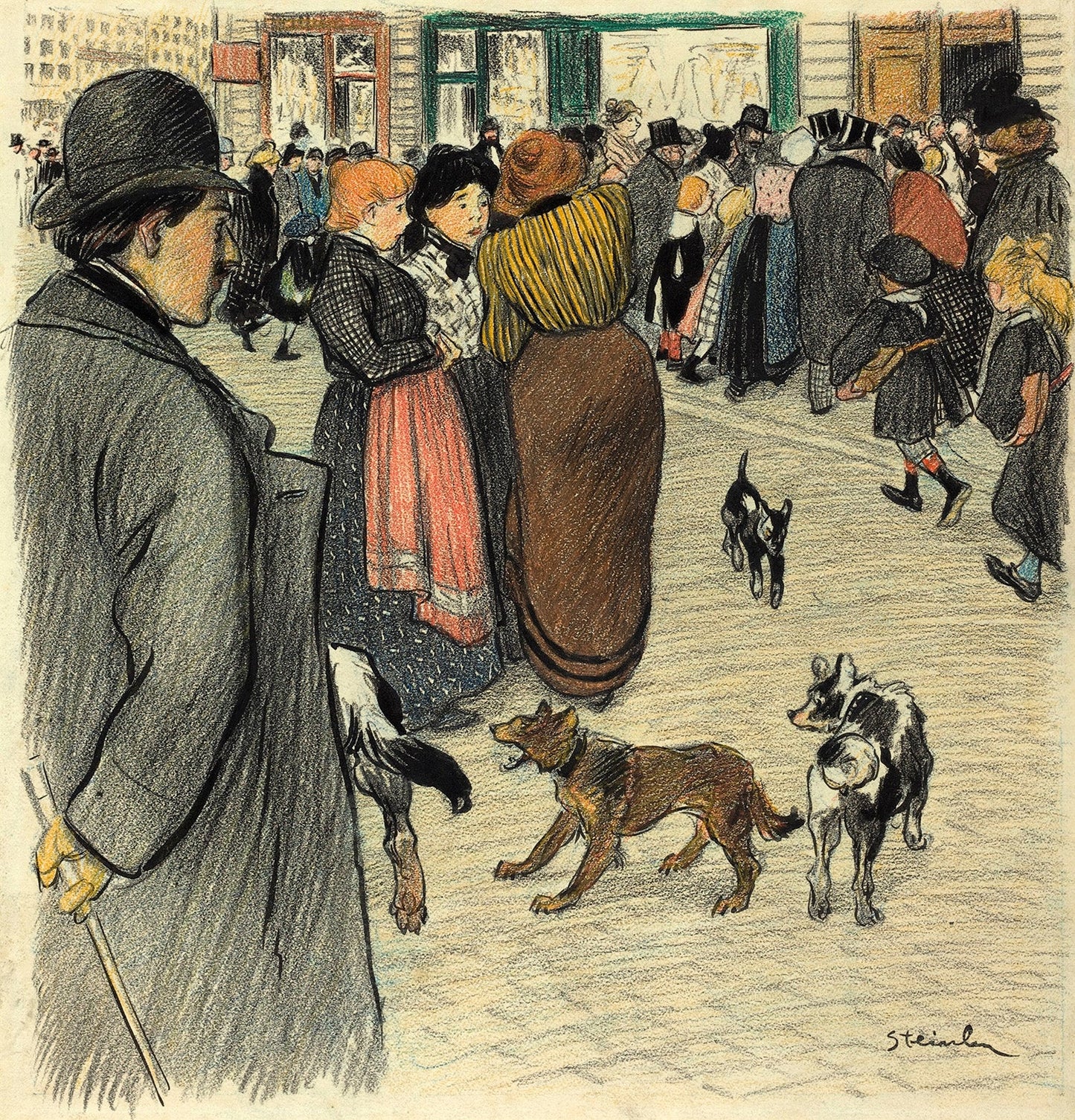 Watching the Crowd by Theophile Alexandre Steinlen Art Print
