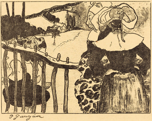Breton Women beside a Fence (Bretonnes a la barriere) by Paul Gauguin Art Print