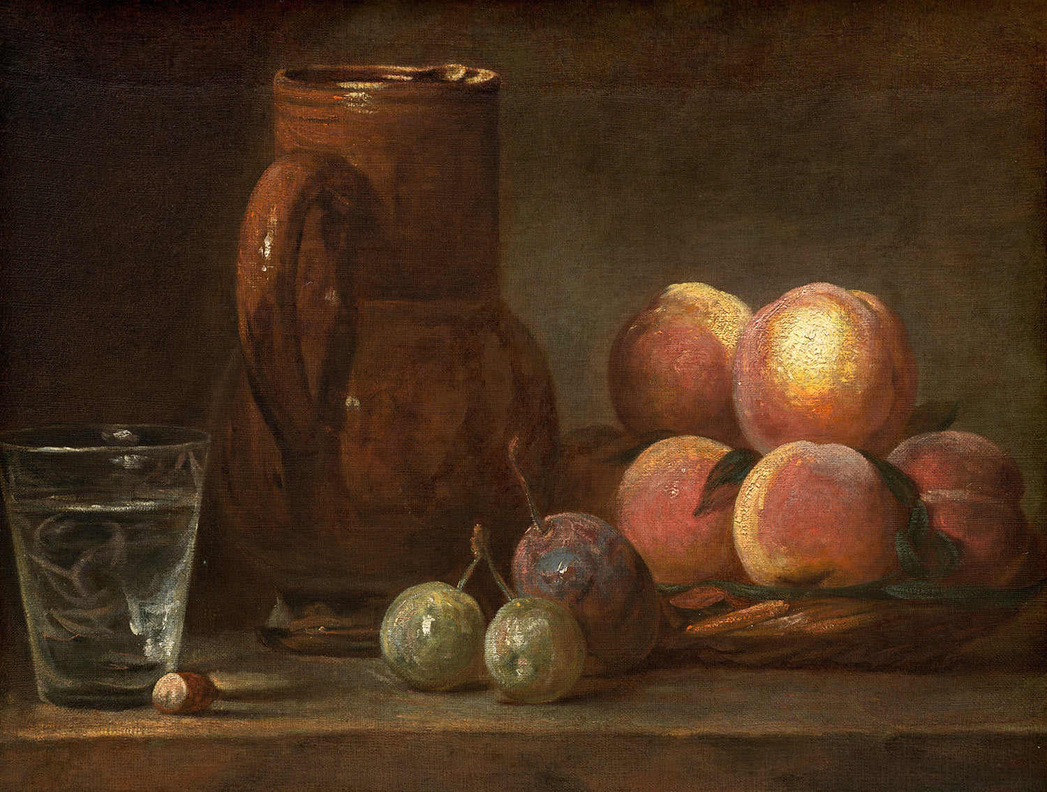 Fruit, Jug, and a Glass by Jean Simeon Chardin Art Print