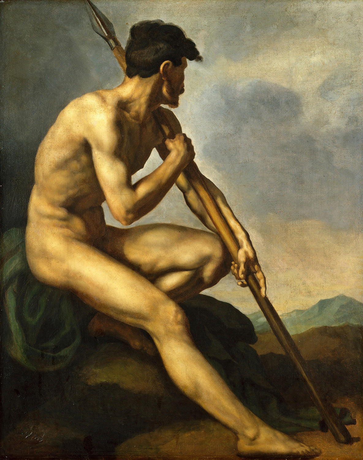 Nude Warrior with a Spear by Theodore Gericault Art Print