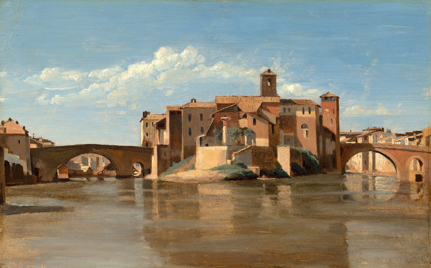 The Island and Bridge of San Bartolomeo, Rome by Jean-Baptiste-Camille Corot Art Print