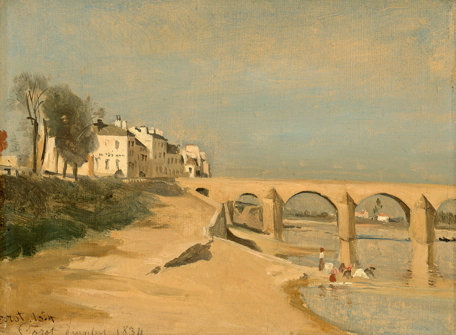 Bridge on the Saone River at Macon by Jean-Baptiste-Camille Corot Art Print