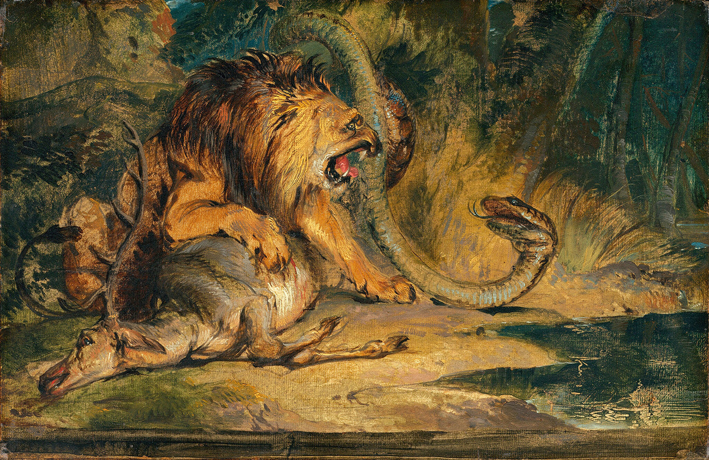 Lion Defending its Prey by Sir Edwin Landseer Art Print