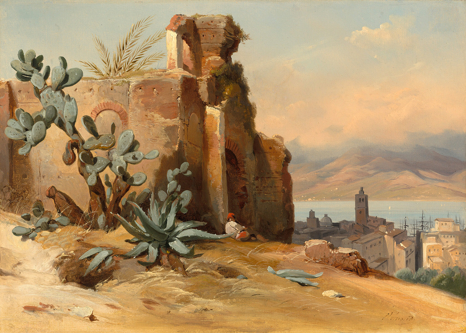 Ancient Ruins near Messina, Sicily by Jean-Charles-Joseph Remond Art Print