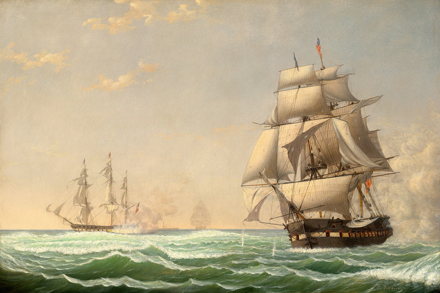 The United States Frigate "President" Engaging the British Squadron, 1815 by Fitz Henry Lane Art Print
