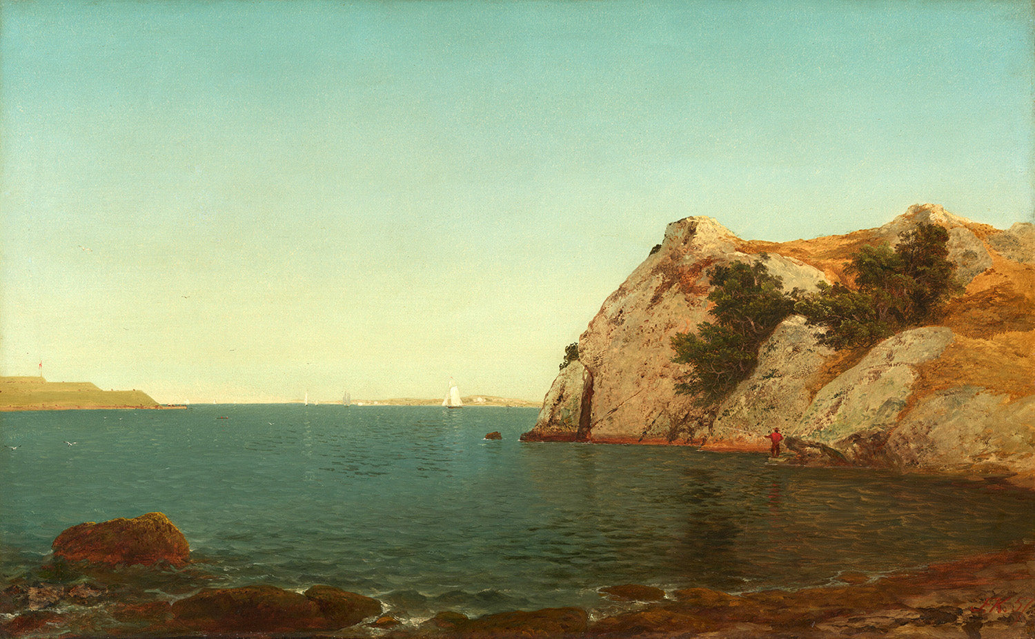 Beacon Rock, Newport Harbor by John Frederick Kensett Art Print